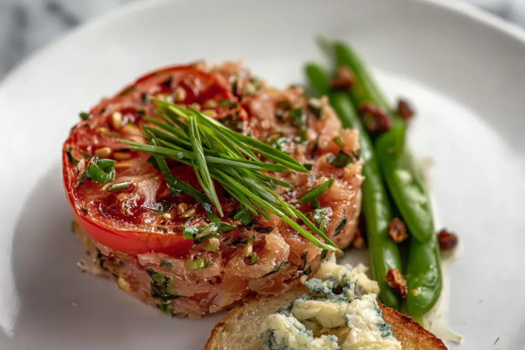Delicious Tomato Picnic Toast with Blue Cheese Mayo