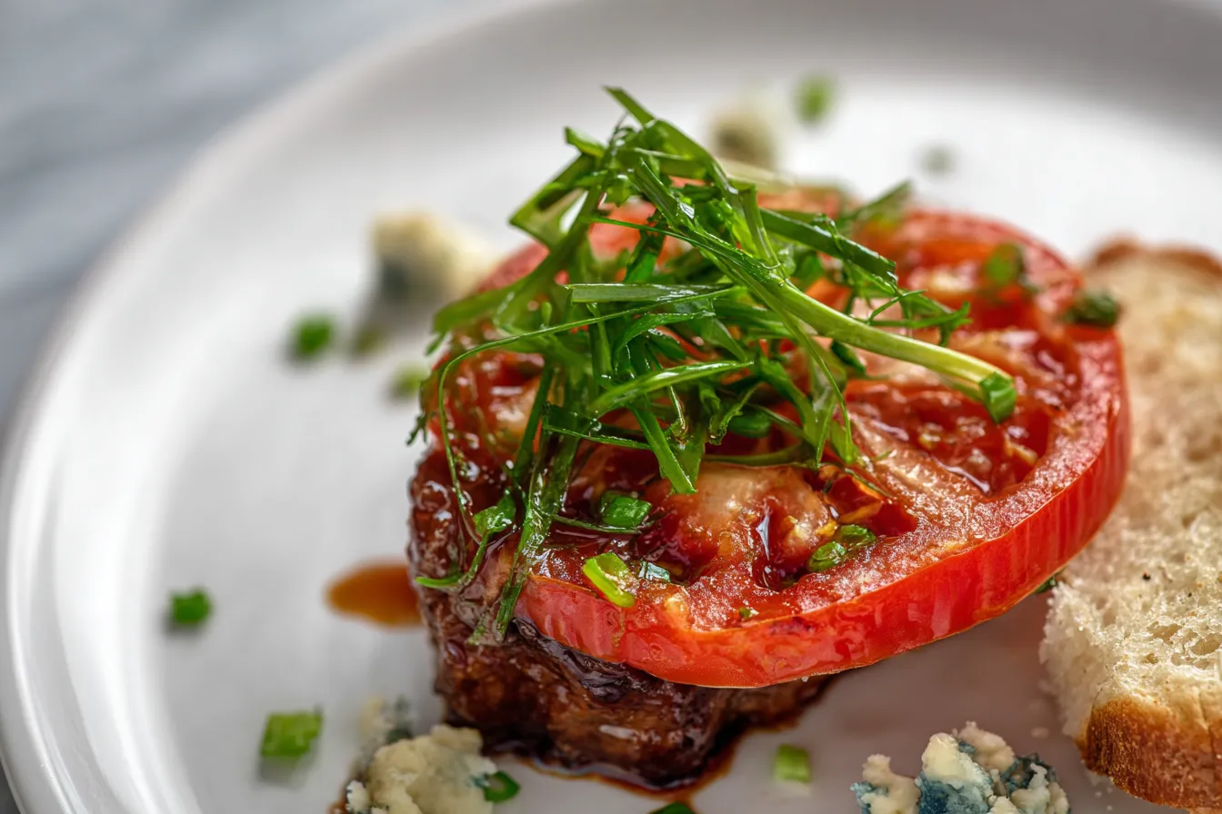 Delicious Tomato Picnic Toast with Blue Cheese Mayo