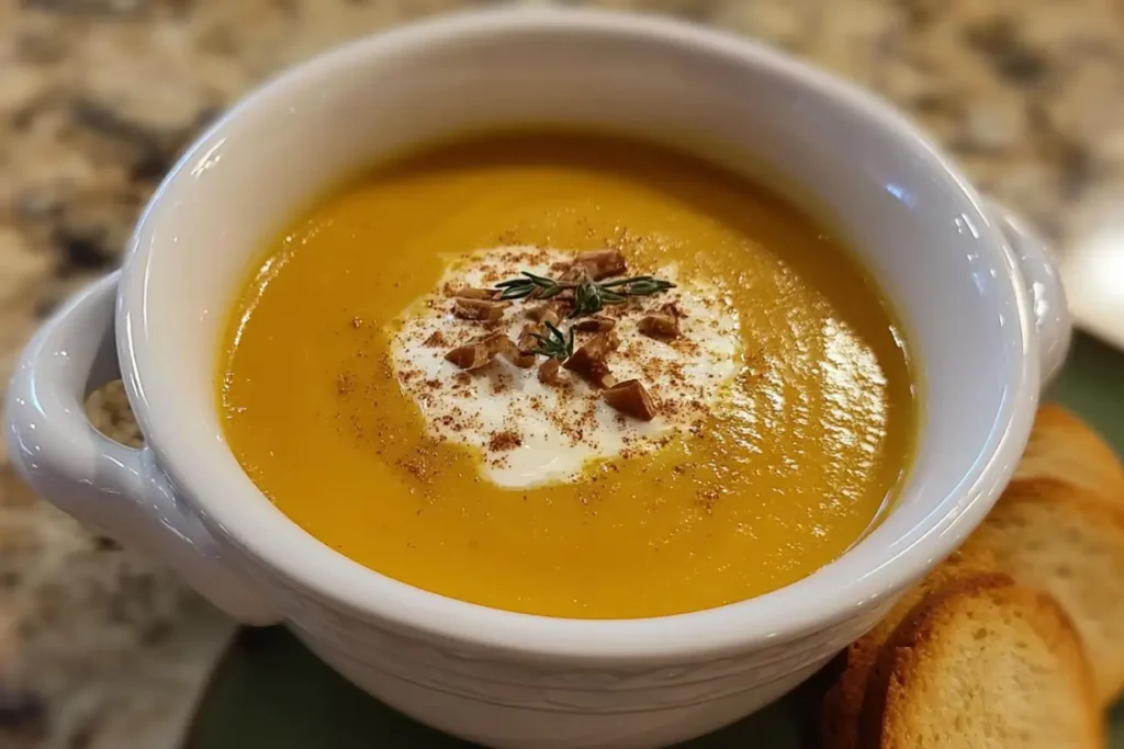 Delicious Creamy Butternut Squash Soup in a Bowl