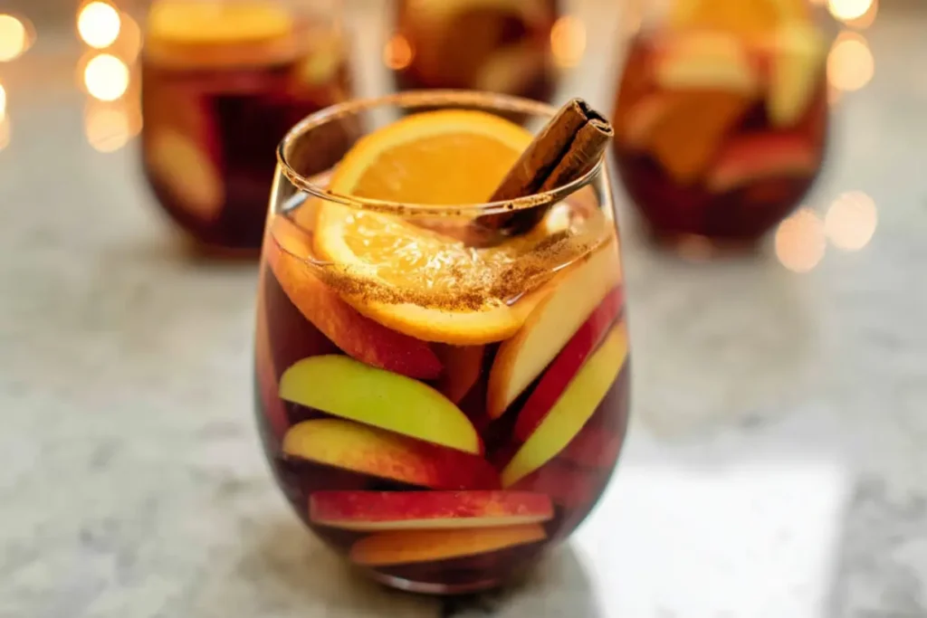 Cinnamon Apple Cider Sangria: A Joyful Fall Delight 4 Cozy Cinnamon Apple Cider Sangria in a Glass