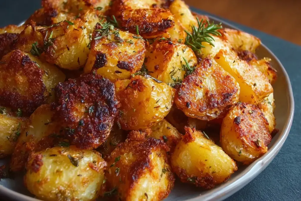 Crispy Roast Potatoes on a White Plate The Best Crispy Roast Potatoes Ever: Golden Perfection!