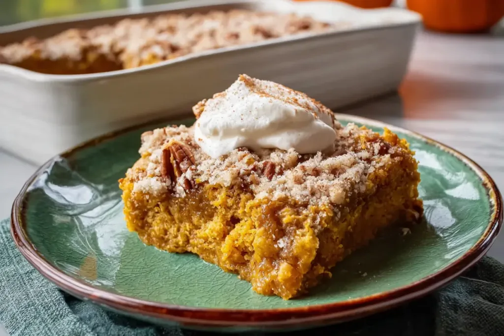 Delicious Pumpkin Dump Cake Slices