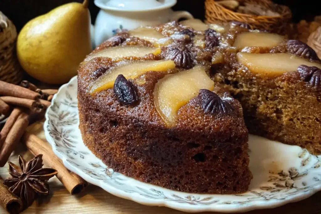 Gingerbread Pear Cake Freshly Baked 