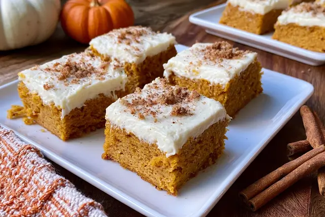 Homemade Pumpkin Bars with Cream Cheese Icing
