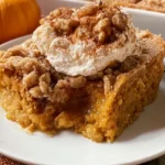 Pumpkin Dump Cake: A Delicious Fall Dessert to Enjoy! 5 Creamy pumpkin dump cake baked with warm spices and crunchy pecans.