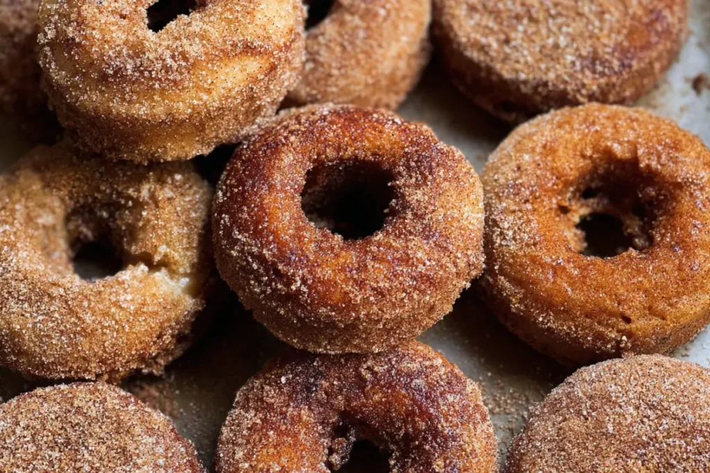 Baked Apple Cider Donuts on a Rustic Table 