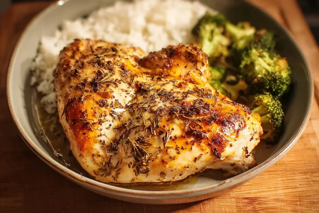 Baked Split Chicken Breast on a Plate