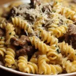 Beef and Rotini in Garlic Parmesan Sauce Beef and Rotini in Garlic Parmesan Sauce | Easy Creamy Pasta