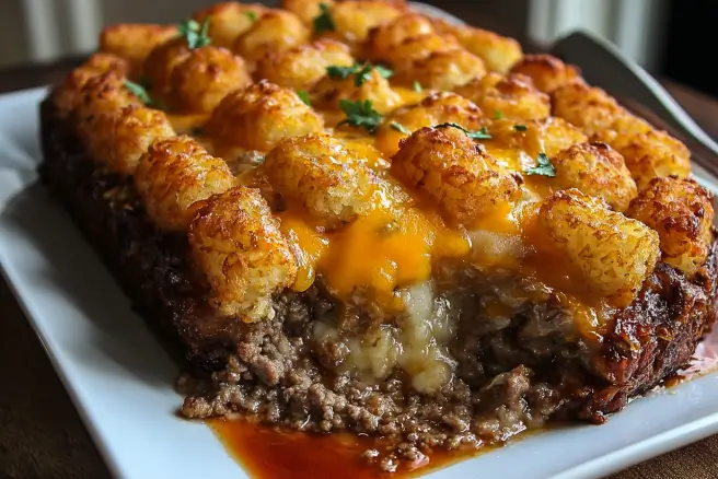 Cheesy Meatloaf & Tater Tot Bake Recipe | Easy Comfort Food 4 Cheesy Meatloaf Tater Tot Bake1 Cheesy Meatloaf & Tater Tot Bake Recipe | Easy Comfort Food