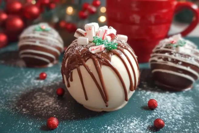 peppermint hot chocolate bombs