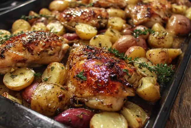 Sheet Pan Chicken and Potatoes Recipe1 Easy Sheet Pan Chicken and Potatoes Recipe | One-Pan Dinner