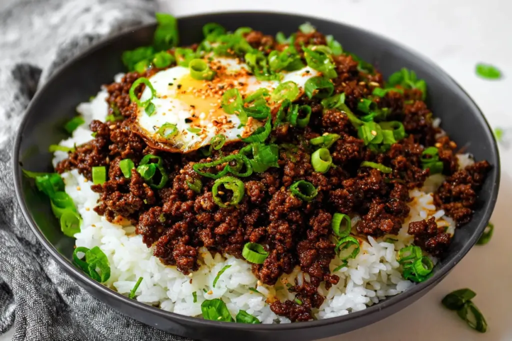 Delicious Easiest Korean Ground Beef Recipe Plated