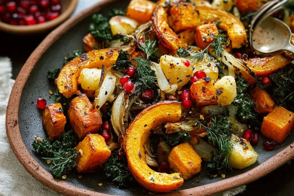Winter roasted vegetable salad Maple and Spice Roasted Winter Vegetable Salad: A Seasonal Star