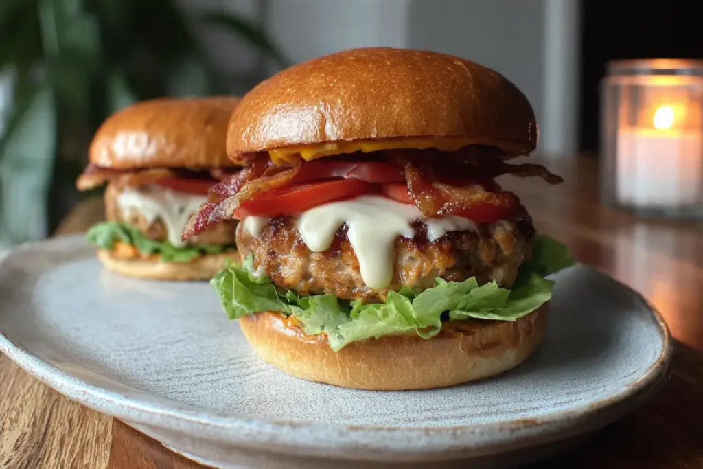 BLT Baked Chicken Burgers Freshly Made and Ready to Serve1 BLT Baked Chicken Burgers (Easy Recipe) That Everyone Will Love