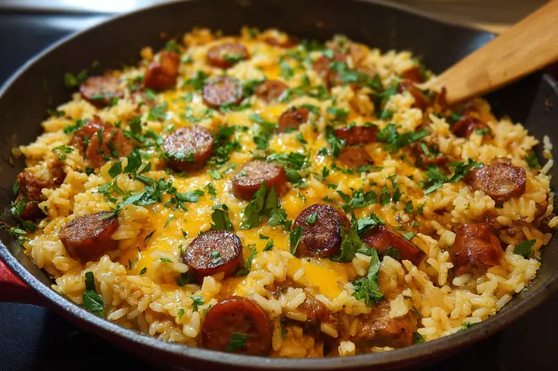 Cheesy Sausage and Rice Skillet 1 Cheesy Sausage and Rice Skillet | One-Pan Comfort Meal