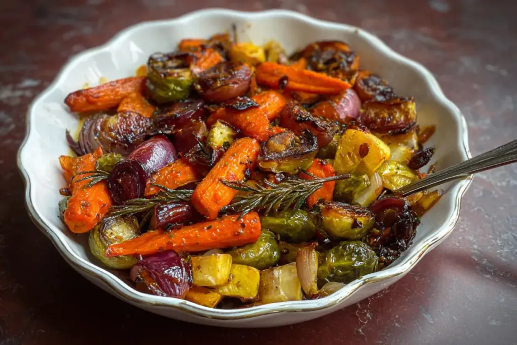 Date Syrup Glazed Roasted Veggies on a Serving Plate1 Date Syrup Glazed Roasted Veggies: A Sweet Healthy Delight