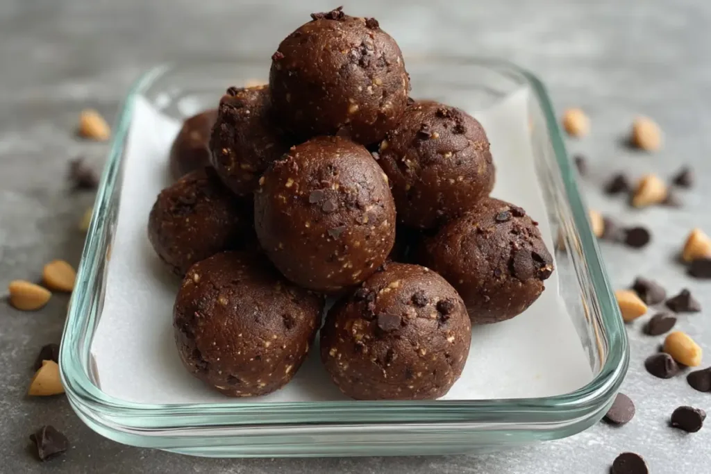 Double Chocolate Peanut Butter Cookie Dough Bliss Balls