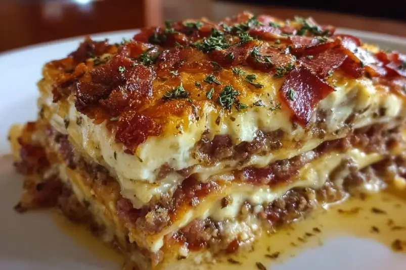 Parmesan Garlic Bacon Cheeseburger Lasagna: Pure Comfort Food! 4 Parmesan Garlic Bacon Cheeseburger Lasagna1 Parmesan Garlic Bacon Cheeseburger Lasagna: Pure Comfort Food!