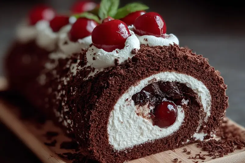 Swiss Roll Meets Black Forest: A Dessert Delight 4 Swiss Roll Meets Black Forest1 Swiss Roll Meets Black Forest: A Dessert Delight