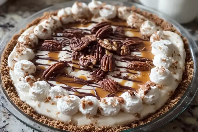 Tasty Caramel Chocolate Pecan Ice Cream Pie Delight 4 Tasty Caramel Chocolate Pecan Ice Cream Pie1 Tasty Caramel Chocolate Pecan Ice Cream Pie Delight