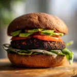 Homemade Black Bean Burger on a Plate