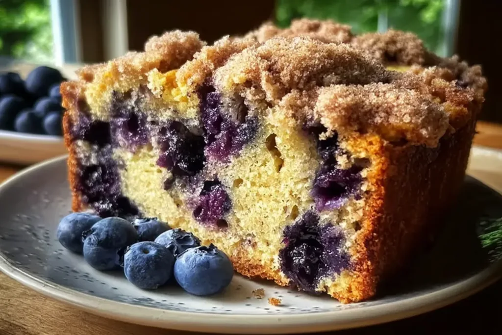 Delicious Blueberry Sour Cream Coffee Cake Slice