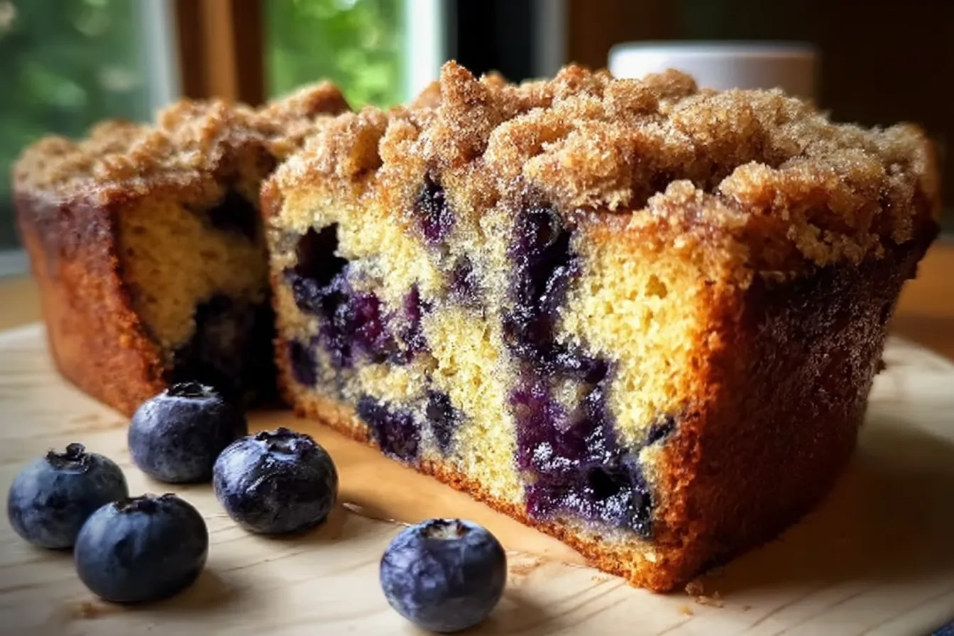 Delicious Blueberry Sour Cream Coffee Cake Slice