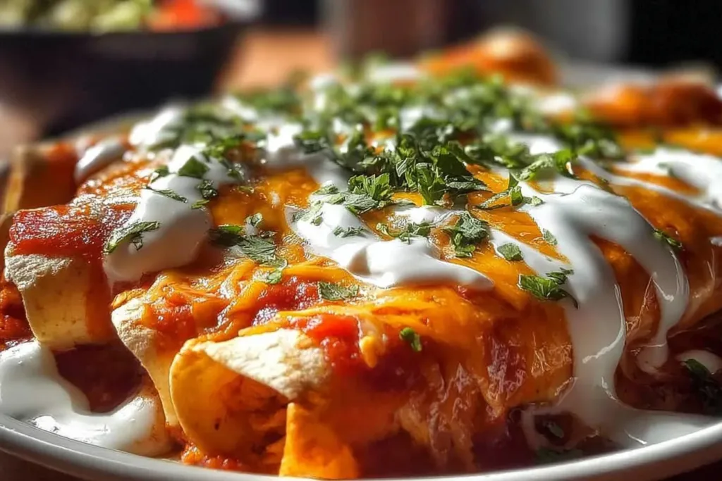 Delicious Chicken Enchiladas Ready to Serve