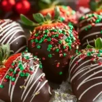 Christmas Chocolate-Covered Strawberries on a Festive Platter