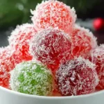 Colorful Christmas Jello Balls on a Festive Table