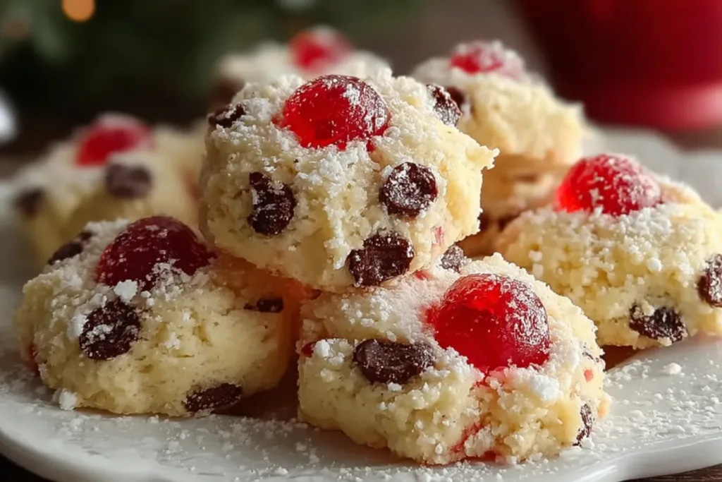 Delicious Christmas Maraschino Cherry Shortbread Cookies