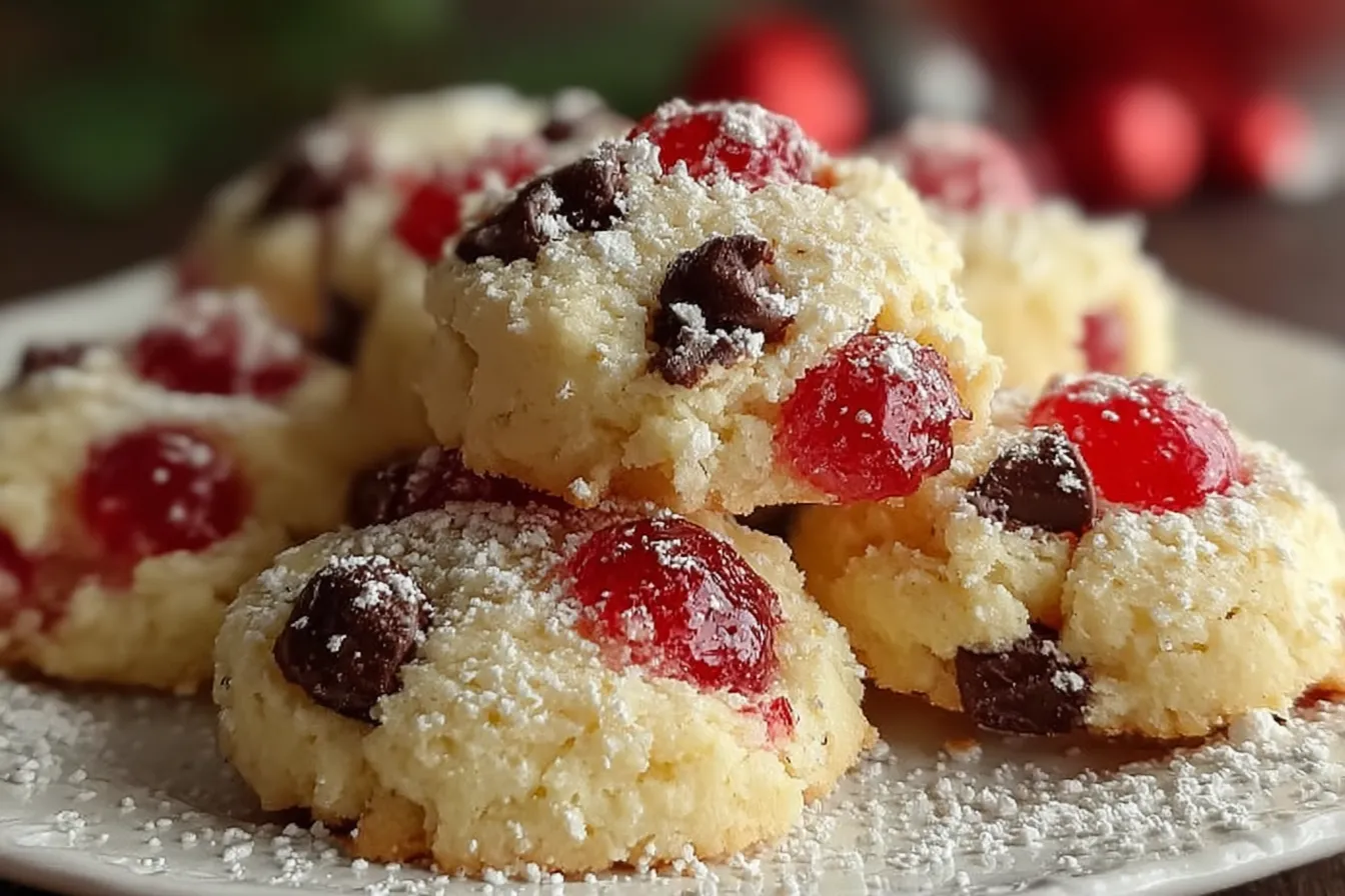 Christmas Maraschino Cherry Shortbread