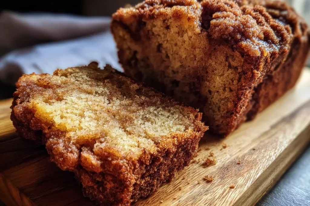 Delicious Cinnamon Crumb Banana Bread Loaf