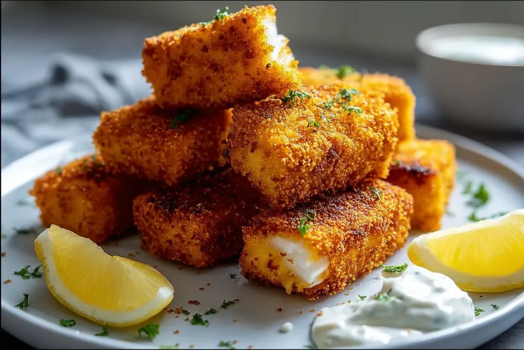 Crispy Fish Fingers Served with Tartar Sauce