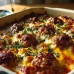 Delicious Dump and Bake Meatball Casserole Ready to Serve