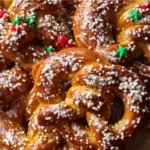 Festive Pretzel Christmas Cookies on a Festive Plate