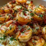 Garlic Butter Shrimp Rice Bake Dish