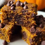 Gingerbread Pumpkin Chocolate Chip Bars Close-Up