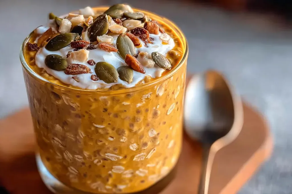 High Protein Pumpkin Overnight Oats in a Jar