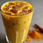 Iced Golden Milk Turmeric Latte in a Glass