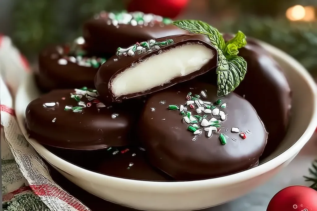 Irresistible Homemade Peppermint Patties on Gold Platter