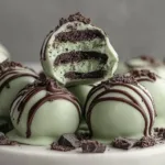 Mint Oreo Truffles on a White Plate