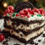 No-Bake Christmas Oreo Lasagn in Festive Tray