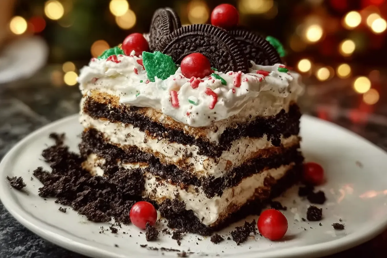 No-Bake Christmas Oreo Lasagn