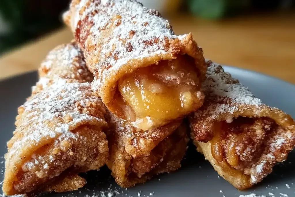 Peach Cobbler Egg Rolls Freshly Made