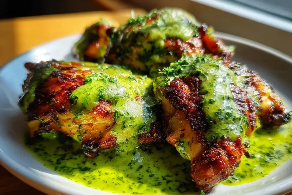 "Peruvian Chicken With Green Sauce - Flavorful and Zesty"