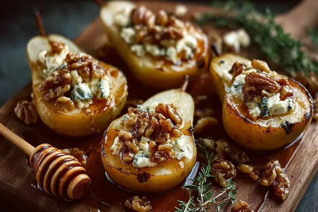 Delicious Roasted Pears with Goat Cheese & Maple-Walnut Drizzle