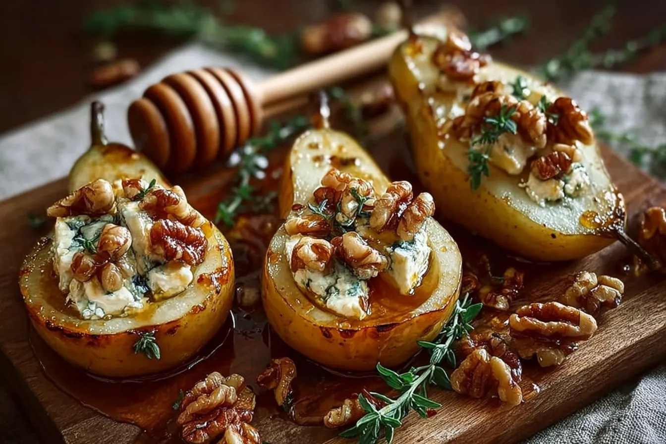 Roasted Pears with Goat Cheese & Maple-Walnut Drizzle