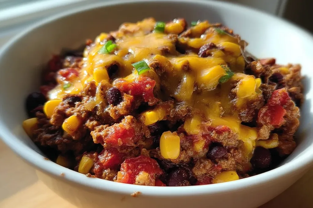 Delicious Slow Cooker Cowboy Casserole in a Bowl