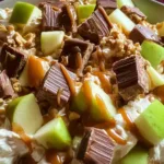 Delicious Snickers Caramel Apple Salad in a Bowl